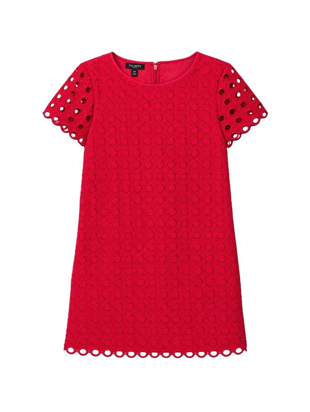 Talbots Petites 6P Red Eyelet Lace Dress Fully Lined
